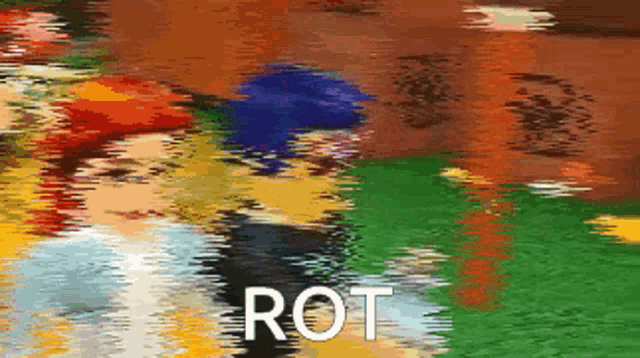 a colorful background with the word rot in white