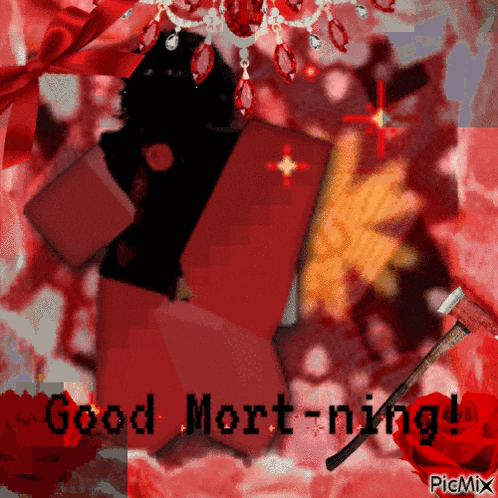 a picture of a person with the words good mort-ning