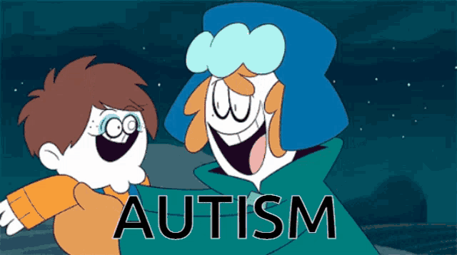 a cartoon of a man holding a child with the word autism written below them