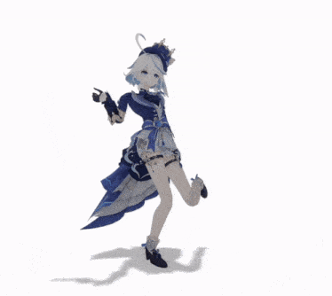 a 3d model of a girl in a blue dress