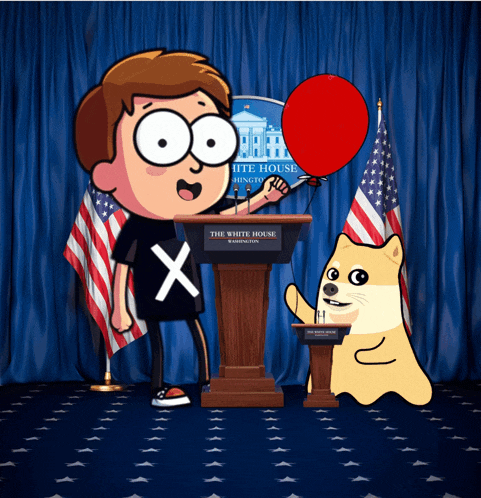 a cartoon of a boy giving a speech in front of a podium that says the white house