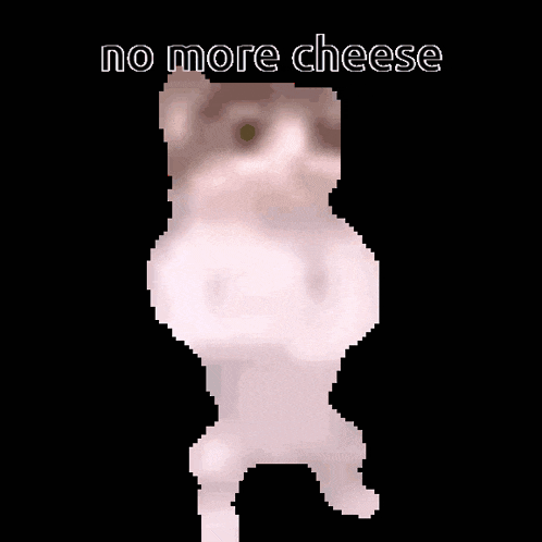 a pixelated image of a person with the words " no more cheese " on the bottom