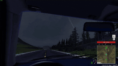 a screenshot of a video game shows a person driving a vehicle