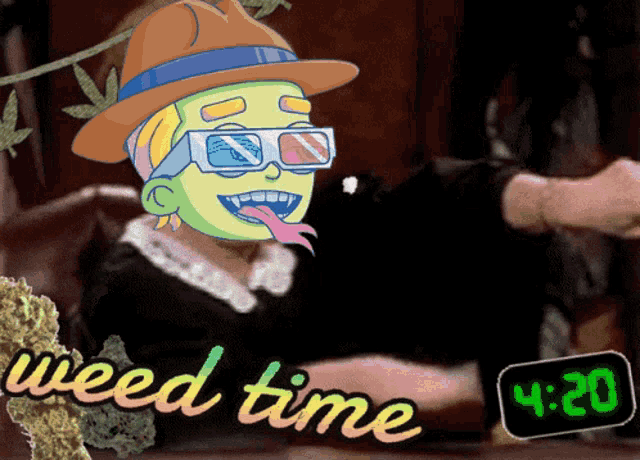4:20 is the time shown on the clock in the background