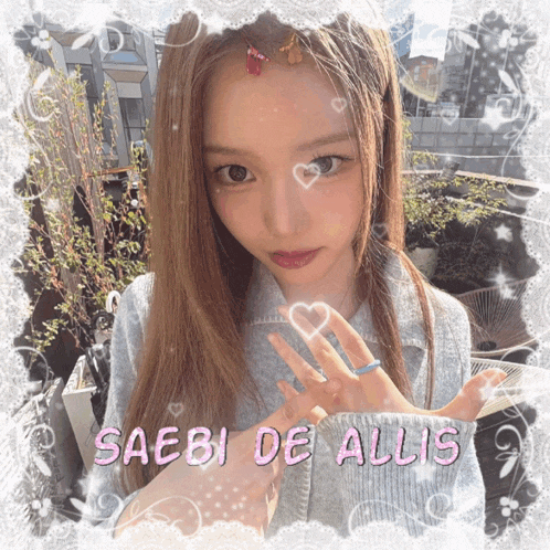 a picture of a girl with the name saebi de allis written on it