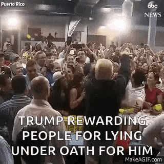 trump is rewarding people for lying under oath for him in a crowd .