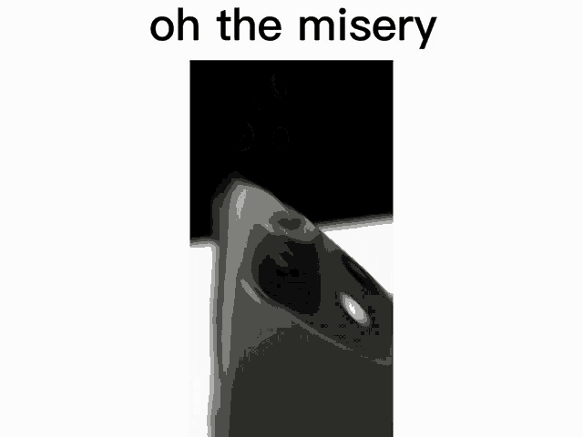 a blurred image of a phone with the words oh the misery above it