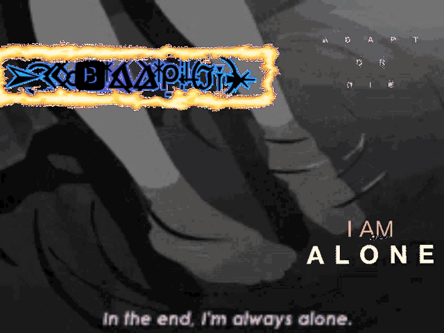 a black and white image with the words i am alone