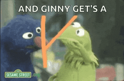 kermit the frog and elmo from sesame street are standing next to each other and kissing .
