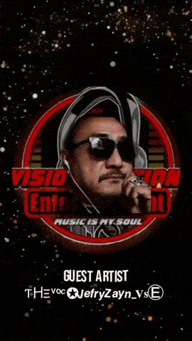 a man wearing sunglasses and headphones with the words vision entertainment music is my soul below him