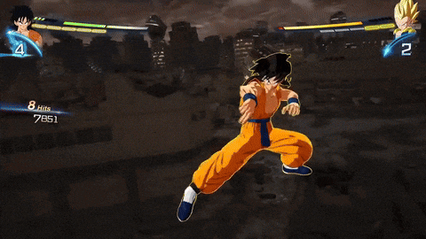 a video game screen shows a character with 8 hits and 7861