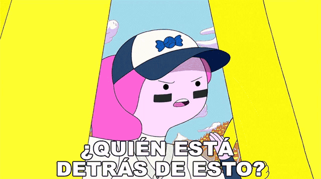 a cartoon character with the words quien esta detras de esto below her