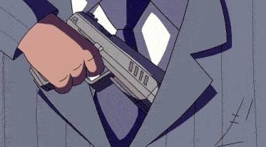 a cartoon of a man laying on the ground holding a rifle