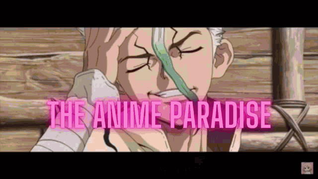 a cartoon of a man with the words " the anime paradise " written above him