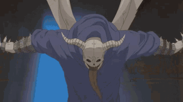 a cartoon character with wings is flying through a dark room .