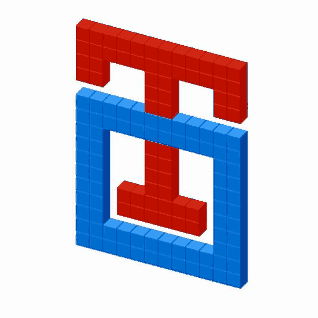 a red and blue block that looks like a tetris block