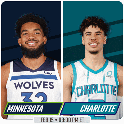 two basketball players from minnesota and charlotte are on a poster