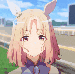 a pixel art of a girl with bunny ears and a purple bow