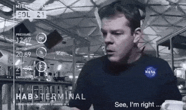 a man wearing a nasa shirt says " see i 'm right ... "