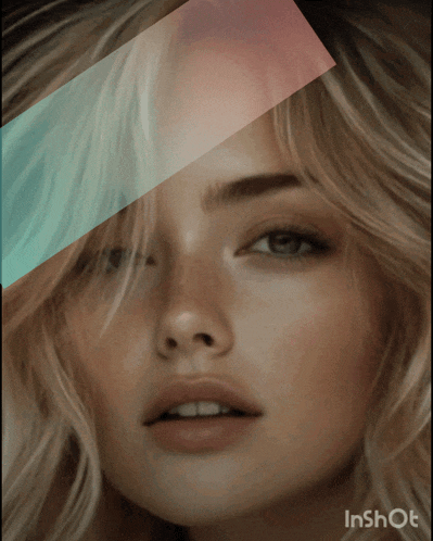a close up of a woman 's face with inshot written on the bottom right