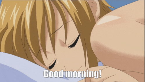 a picture of a girl with the words good morning on the bottom right