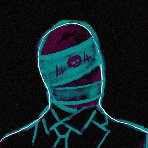 a drawing of a person with a bandage on their head and the number 404 on it