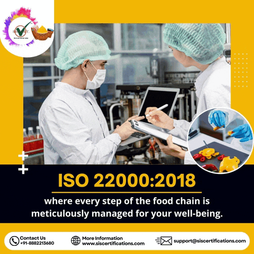an advertisement for iso 22000 2018 where every step of the food chain is meticulously managed for your well being