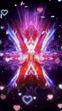 a colorful background with hearts and the letter a on it