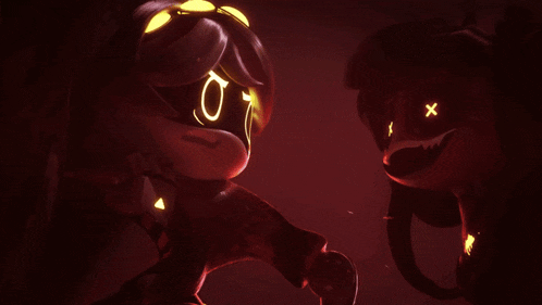 a cartoon character with a glowing face and a x on his eyes