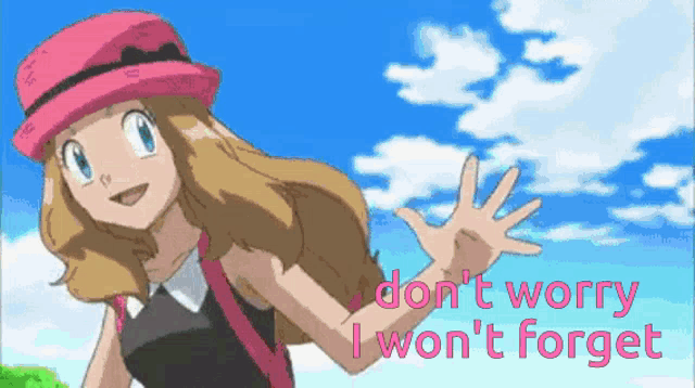 a picture of a girl with the words " do n't worry i won 't forget " on it