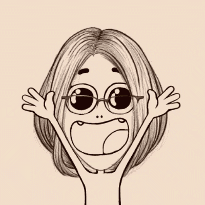 a black and white drawing of a woman wearing glasses and making a face .