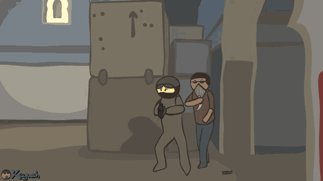 a cartoon drawing of a man with blood coming out of his nose and the name keyash on the bottom