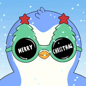 a penguin wearing a pair of sunglasses that say merry christmas