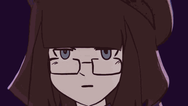 a cartoon drawing of a girl wearing glasses