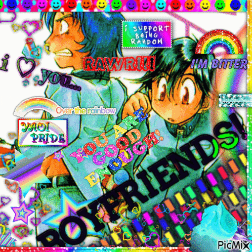 a picture of two anime characters with the words boyfriends written on it