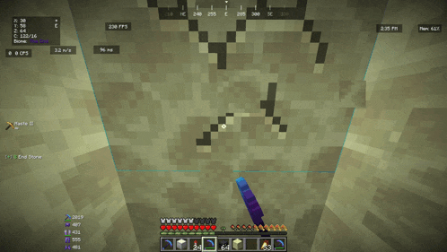 a screenshot of a minecraft game shows a pickaxe