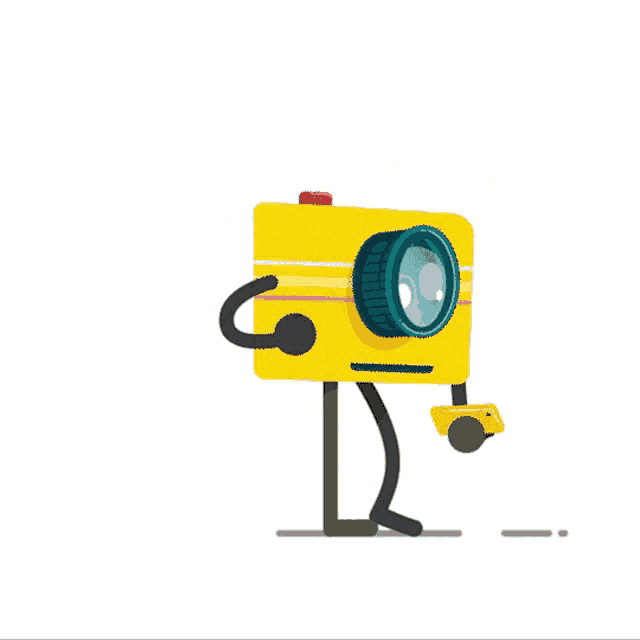 a cartoon illustration of a camera taking a picture with the words ok below it