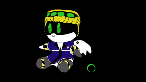 a drawing of a stuffed animal with wings and a green circle