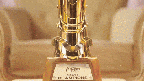 a gold trophy that says masters series season 3 champions