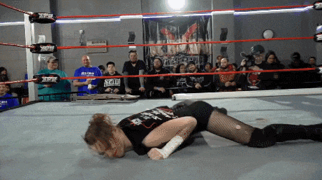 a wrestling ring with a banner that says " reign " on it