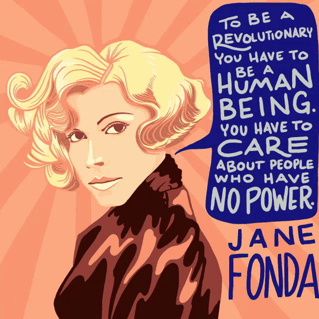 an illustration of a woman with a quote from jane fonda
