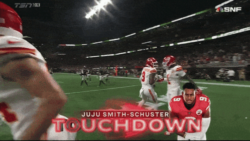 juju smith-schuster is kneeling on the field during a football game