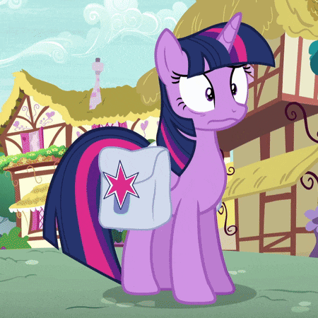 twilight sparkle from my little pony is holding a white envelope with a star on it