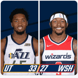 two basketball players one from the utah jazz and the other from the wizards