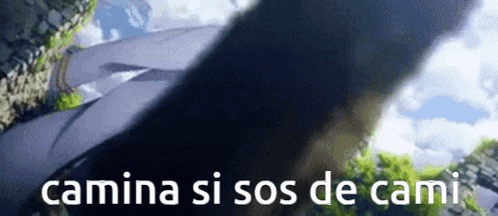 a blurry picture of a person with the words camina si sos de cami written in white
