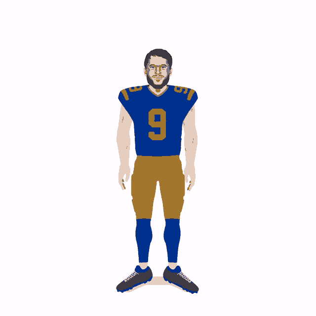 a football player in a blue jersey with the number 9 on it