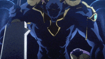 a demon with horns is holding a large sword