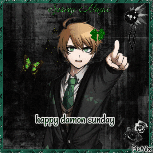 a happy damon sunday greeting card with a boy in a suit and tie