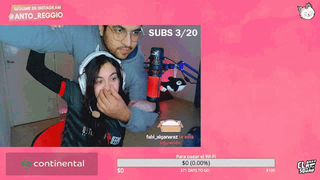 a man and a woman are standing in front of a microphone with continental written on the bottom right
