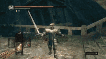 a video game screen shows a knight holding a sword and the number 16